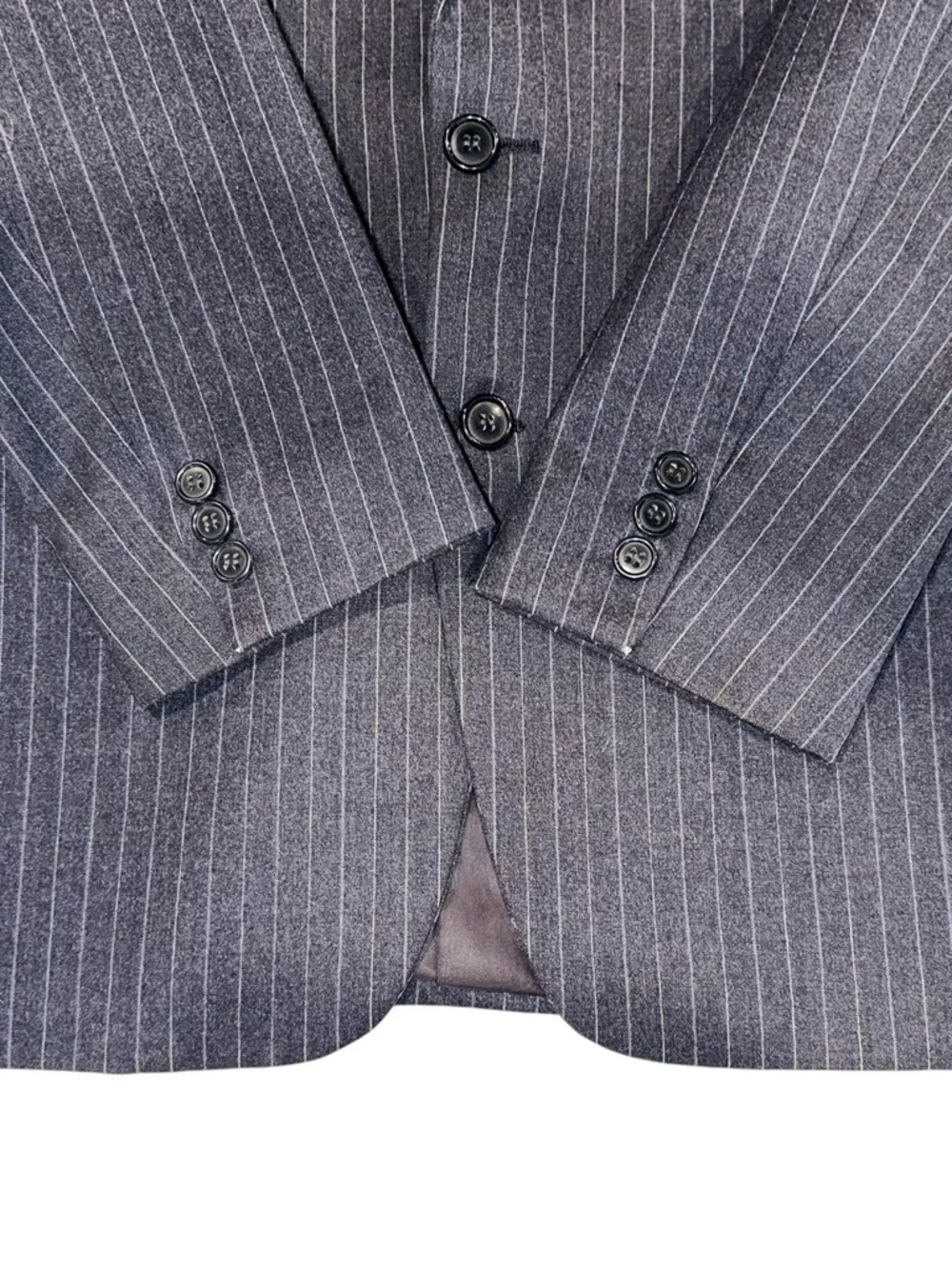 Vintage 80s Armani MANI Blazer Navy Striped Wool Made in Italy Sport Coat 38R